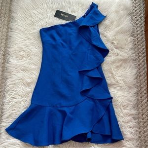 DO+BE Blue One Shoulder Ruffled Mini Dress
